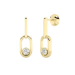 0.50ct Lab Grown Round Bezel Paperclip Drop Earrings in 14K Yellow Gold
