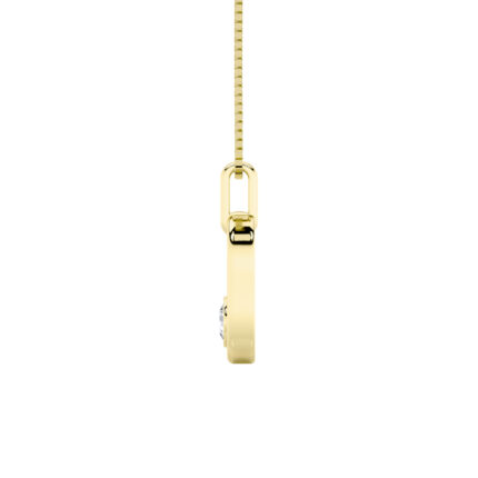 0.25 CT round oval link lab grown diamond pendant in 14K Yellow Gold