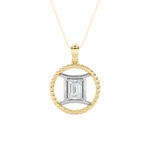 1 CT gemini zodiac emerald cut lab grown diamond pendant in 14K Two-Tone Gold (Yellow & White)
