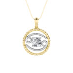1 CT cancer zodiac round lab grown diamond pendant in 14K Two-Tone Gold (Yellow & White)