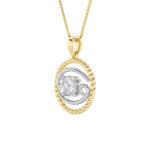 1 CT cancer zodiac round lab grown diamond pendant in 14K Two-Tone Gold (Yellow & White)