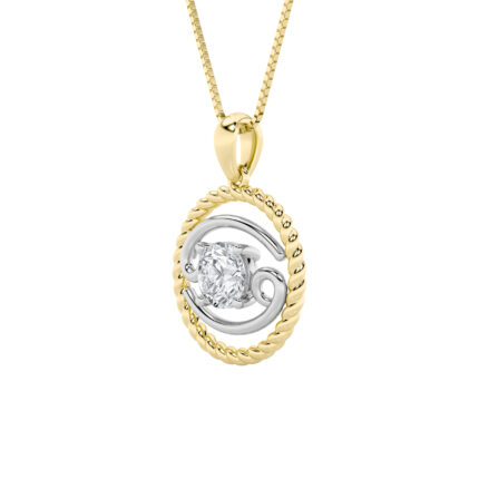 1 CT cancer zodiac round lab grown diamond pendant in 14K Two-Tone Gold (Yellow & White)