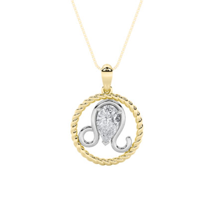 1 CT leo zodiac pear lab grown diamond pendant in 14K Two-Tone Gold (Yellow & White)