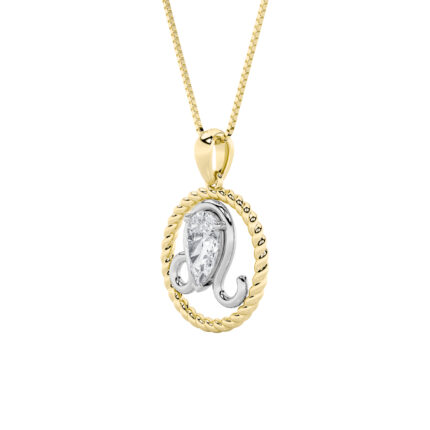 1 CT leo zodiac pear lab grown diamond pendant in 14K Two-Tone Gold (Yellow & White)