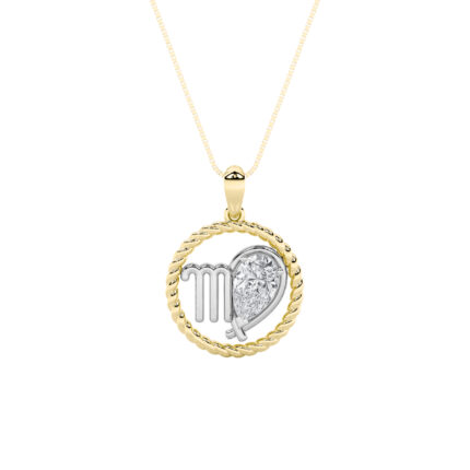 1 CT virgo zodiac pear lab grown diamond pendant in 14K Two-Tone Gold (Yellow & White)