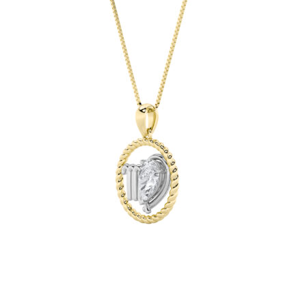 1 CT virgo zodiac pear lab grown diamond pendant in 14K Two-Tone Gold (Yellow & White)