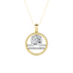 1 CT libra zodiac round lab grown diamond pendant in 14K Two-Tone Gold (Yellow & White)