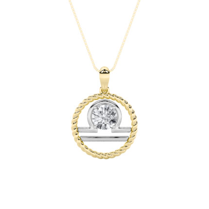 1 CT libra zodiac round lab grown diamond pendant in 14K Two-Tone Gold (Yellow & White)