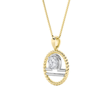 1 CT libra zodiac round lab grown diamond pendant in 14K Two-Tone Gold (Yellow & White)