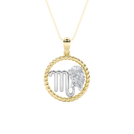 1 CT scorpio zodiac pear lab grown diamond pendant in 14K Two-Tone Gold (Yellow & White)