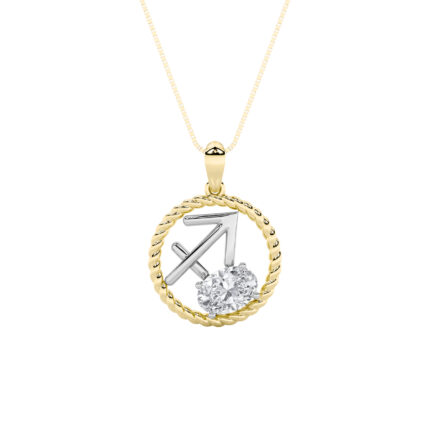 1 CT sagittarius zodiac oval lab grown diamond pendant in 14K Two-Tone Gold (Yellow & White)