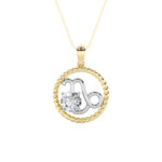 1 CT capricorn zodiac round lab grown diamond pendant in 14K Two-Tone Gold (Yellow & White)