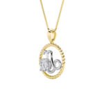 1 CT capricorn zodiac round lab grown diamond pendant in 14K Two-Tone Gold (Yellow & White)
