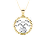1 CT aquarius zodiac round lab grown diamond pendant in 14K Two-Tone Gold (Yellow & White)