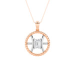 1 CT gemini zodiac emerald cut lab grown diamond pendant in 14K Two-Tone Gold (Rose & White)