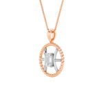 1 CT gemini zodiac emerald cut lab grown diamond pendant in 14K Two-Tone Gold (Rose & White)