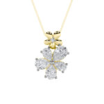 1.5 CT pear clover lab grown diamond pendant in 14K Yellow Gold