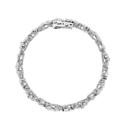 20 CT pear flower cluster lab grown diamond tennis bracelet in 14K white gold