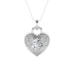 1.5 CT round sunray heart lab grown diamond pendant in 14K White Gold