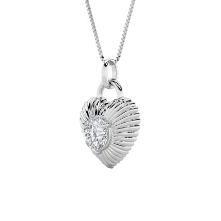 1.5 CT round sunray heart lab grown diamond pendant in 14K White Gold