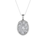 2 CT oval pave medallion lab grown diamond pendant in 14K White Gold