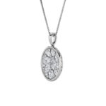 2 CT oval pave medallion lab grown diamond pendant in 14K White Gold