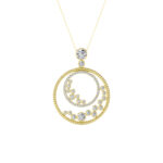 2 CT round scatter circle lab grown diamond pendant in 14K Yellow Gold