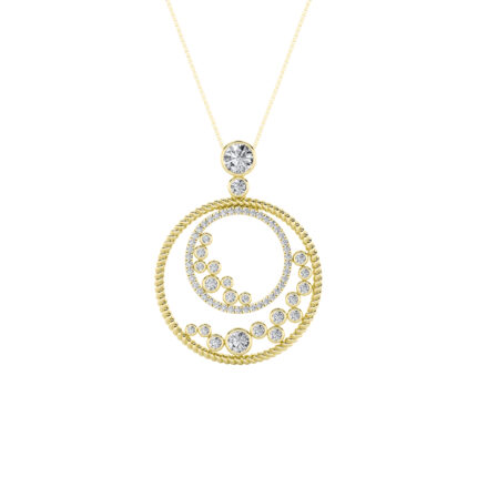 2 CT round scatter circle lab grown diamond pendant in 14K Yellow Gold