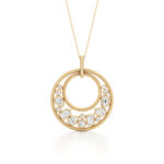 2 CT concentric circle emerald cut lab grown diamond pendant in 14K Yellow Gold