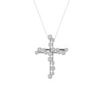 1 CT round scatter cross lab grown diamond pendant in 14K White Gold