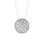 2 CT round pave disc lab grown diamond pendant in 14K White Gold