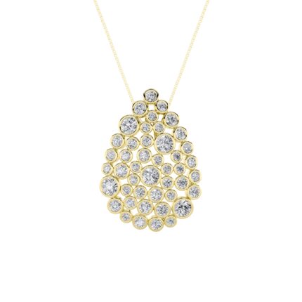 2.5 CT bezel bubble teardrop round lab grown diamond pendant in 14K Yellow Gold