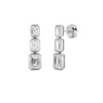5ct Lab Grown Emerald Cut Bezel Diamond Drop Earrings in 14K White Gold