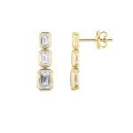 5ct Lab Grown Emerald Cut Bezel Diamond Drop Earrings in 14K Yellow Gold