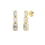 5ct Lab Grown Emerald Cut Bezel Diamond Drop Earrings in 14K Yellow Gold