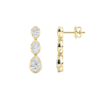 5ct Lab Grown Oval & Pear Bezel Diamond Drop Earrings in 14K Yellow Gold