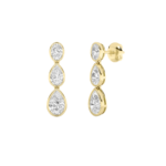 5ct Lab Grown Oval & Pear Bezel Diamond Drop Earrings in 14K Yellow Gold