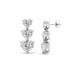 16ct Lab Grown Heart Diamond Drop Earrings in 14K White Gold