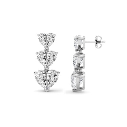 16ct Lab Grown Heart Diamond Drop Earrings in 14K White Gold