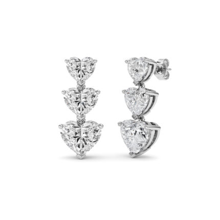 16ct Lab Grown Heart Diamond Drop Earrings in 14K White Gold