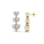 16ct Lab Grown Heart Diamond Drop Earrings in 14K Yellow Gold