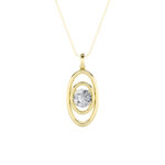 1 CT round orbit oval frame lab grown diamond pendant in 14K Yellow Gold