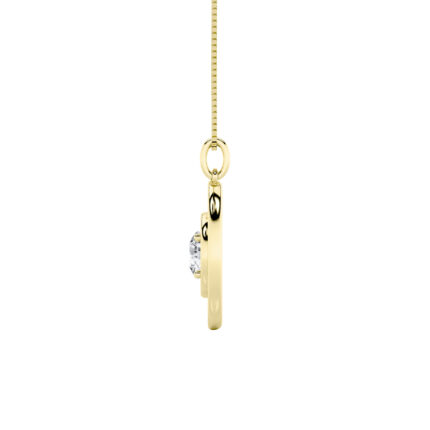 1 CT round orbit oval frame lab grown diamond pendant in 14K Yellow Gold