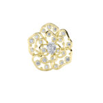 4 CT oval floral filigree lab grown diamond brooch in 14K Yellow Gold