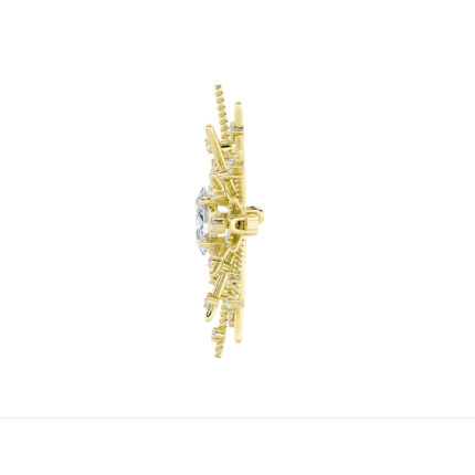 2.5 CT oval sunburst lab grown diamond brooch in 14K Yellow Gold