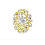 5 CT pear cluster lab grown diamond brooch in 14K Yellow Gold