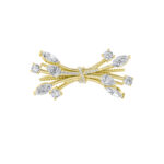 3 CT marquise bow lab grown diamond brooch in 14K Yellow Gold