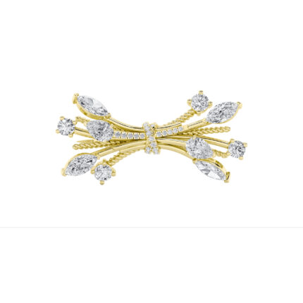 3 CT marquise bow lab grown diamond brooch in 14K Yellow Gold
