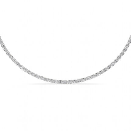 oval line lab grown diamond tennis necklace in 14K White Gold