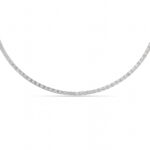 emerald cut line lab grown diamond tennis necklace in 14K White Gold